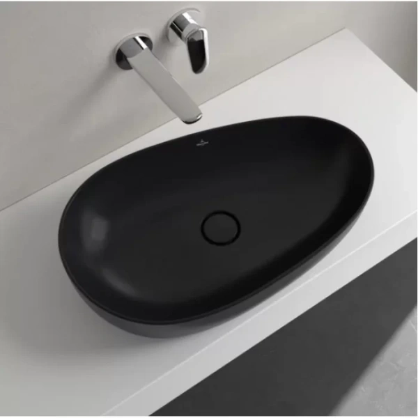 раковина накладная 65 см villeroy & boch antao 4a7465r7, ceramicplus, цвет pure black