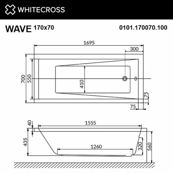 акриловая ванна whitecross wave 170x70 0101.170070.100 без гидромассажа акриловая ванна whitecross wave 170x70 0101.170070.100 без гидромассажа