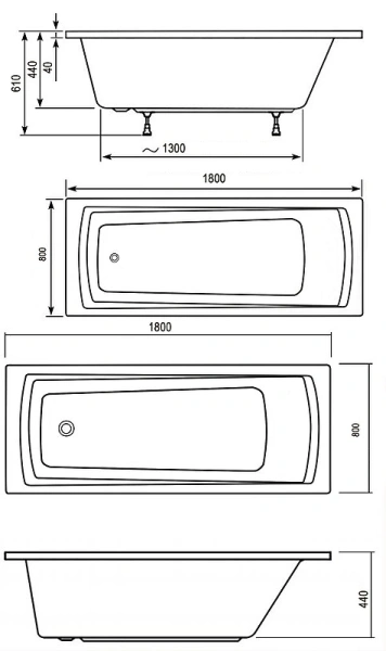 акриловая ванна ravak domino plus 180х80 c651r00000 без гидромассажа акриловая ванна ravak domino plus 180х80 c651r00000 без гидромассажа