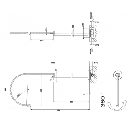 смеситель gessi goccia 33628#031 для раковины - напольный