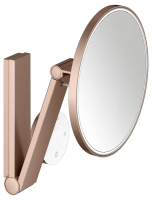 Косметическое зеркало Keuco iLook Move 17612 с подсветкой, настенное, с увеличением, шлифованное красное золото, с сенсорной панелью