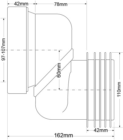 труба фановая 162, смещение 60 mcalpine mrwclo-6