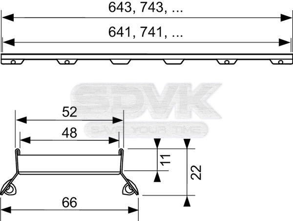 основа для плитки tece tecedrainline "plate ii" 601572: прямая, нержавеющая сталь, 150 см, глянец