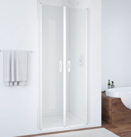 дверь для душевой кабины в нишу vegas glass e2p 70 01 01 профиль белый, стекло прозрачное