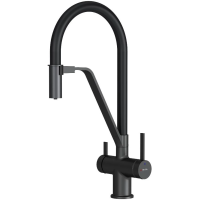 Смеситель для кухни AM.PM Func F8F07822 CoolStart, с подключением к фильтру, гибким изливом, черный матовый