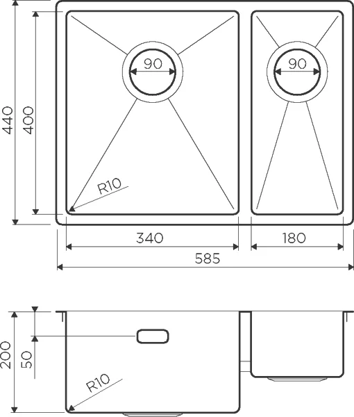 мойка кухонная omoikiri taki 58-2-u/if l