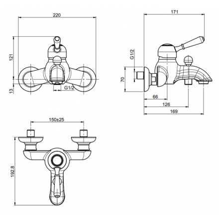 смеситель для ванны с душем fima carlo frattini bell f3364/1br