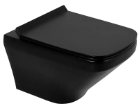 Унитаз подвесной безободковый BelBagno Sela BB3201CHR-MB/BB3201SC-MB, с сиденьем микролифт, черный матовый