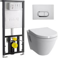 Комплект унитаза с инсталляцией VitrA S50 9003B003-7201 с сиденьем микролифт и клавишей смыва Хром