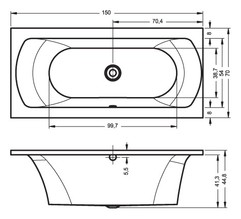 акриловая ванна riho lima 150х70 b049001005 без гидромассажа