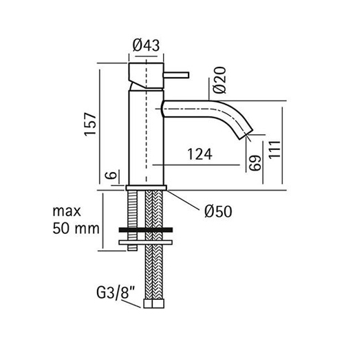 смеситель cisal x32 x1000504d1 для раковины, без донного клапана, цвет brushed inox