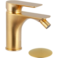 Смеситель Remer Infinity I20BG для биде, с донным клапаном, золотой матовый Смеситель Remer Infinity I20BG для биде, с донным клапаном, золотой матовый