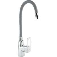 Смеситель для кухни Славен Коттедж Серия-Н СЛ-ОД-Н26 с гибким изливом, хром/серый