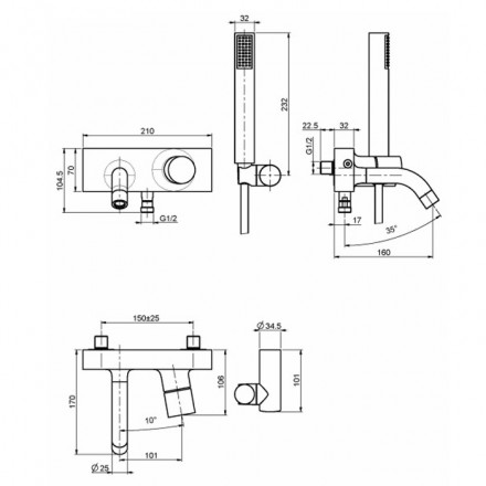 смеситель для ванны с душем fima carlo frattini fluid f3854cr