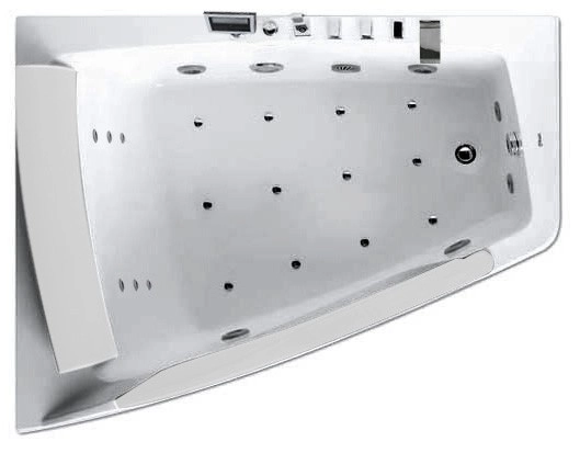 акриловая ванна gemy g9056 k l гидромассажная, 170х130 см, левосторонняя, цвет белый