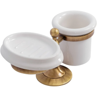 Стакан и мыльница Cezares OLIMP-STT-02-M Бронза Белая