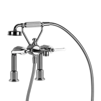 Смеситель Gessi Venti20 65115#031 для установки на борт ванны на 2 отверстия, двухвентильный, с ручным душем и шлангом 150 см, цвет хром
