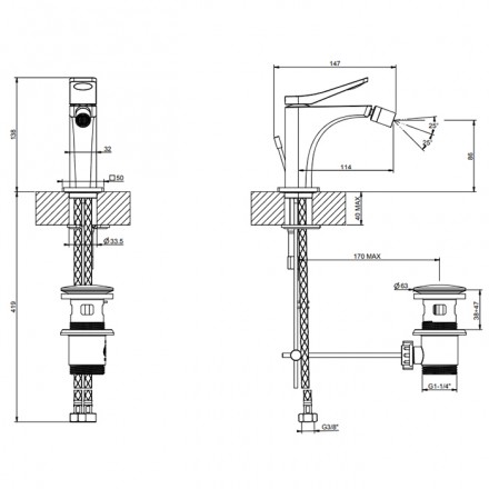 смеситель для биде gessi rilievo 59007#299