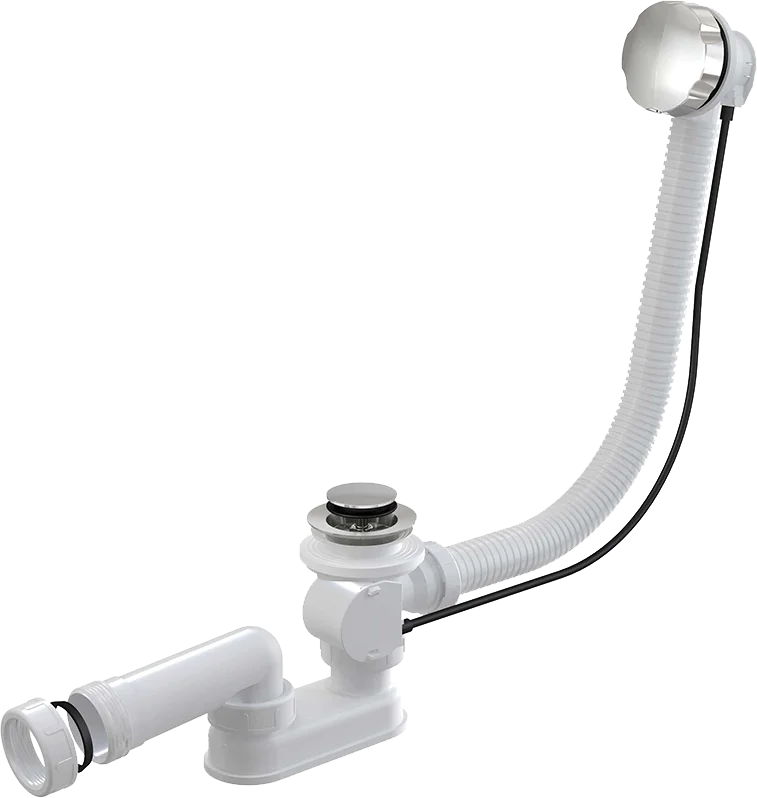 Слив-перелив для ванны AlcaPlast A55K-VE-01 52 мм, полуавтомат, хром, с сифоном