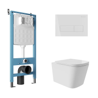 Комплект Aqueduto AQDS212T: инсталляция Tecnica Novo, кнопка Retangulo Novo - белый матовый, унитаз Macio Plus слив Торнадо, сиденье с микролифтом, белый глянцевый