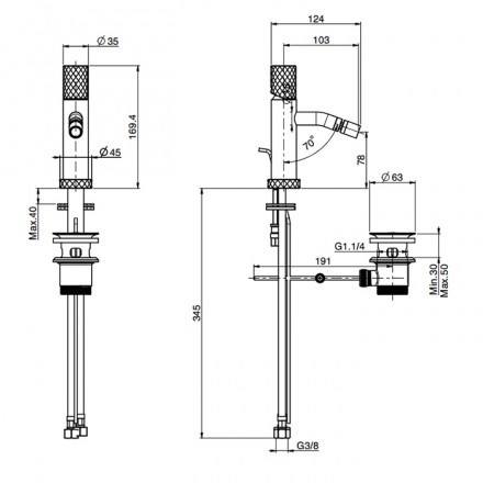 смеситель для биде fima carlo frattini spillo tech f3032xsxcr