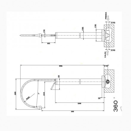 смеситель gessi goccia 33624#031 для раковины - напольный