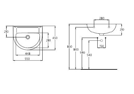 раковина подвесная ideal standard ecco w434001 55 см