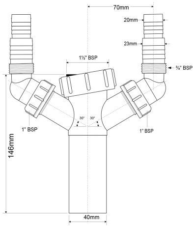 вставка с 2-мя адаптерами 1 1/2"-40 mcalpine tee4