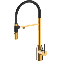 Смеситель для кухни Paulmark MAGNETO ONE Ma213188-BG, с гибким изливом, цвет брашированное золото, излив черный