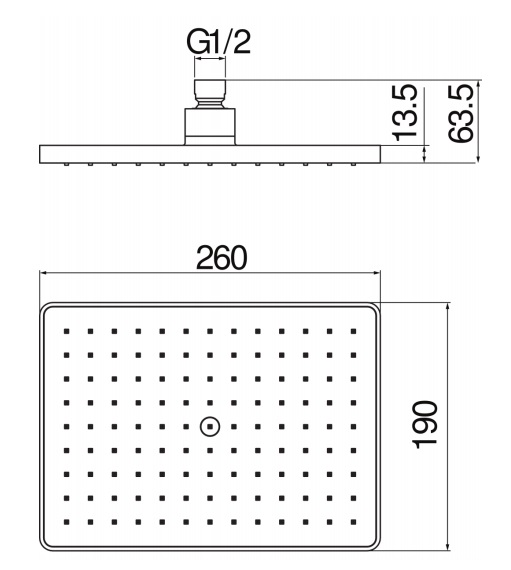 верхний душ nobili ad139/132cr chrome 26x19 см цвет хром