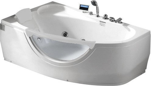 акриловая ванна gemy g9046 k l гидромассажная, 161х96 см, левосторонняя, цвет белый