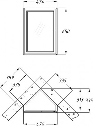зеркальный шкаф opadiris клио 45 l угловой, беленый бук