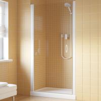 Дверь для душевой кабины в нишу Vegas Glass EPux 85 01 01 профиль белый, стекло прозрачное