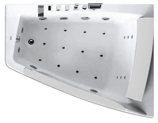 акриловая ванна gemy g9056 k r гидромассажная, 170х130 см, правосторонняя, цвет белый