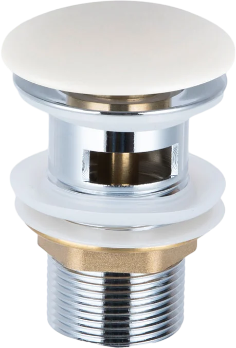 Донный клапан Vincea DBS-216 для раковины, с керамической крышкой, клик клак, для раковины, с переливом, белый