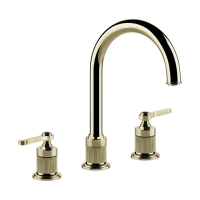 Смеситель Gessi Venti20 65015#710 для раковины, на 3 отверстия,, высота излива 16.8 см, в комплекте с донным клапаном, цвет Brass PVD