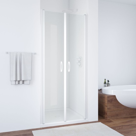 Дверь для душевой кабины в нишу Vegas Glass E2P 70 01 01 профиль белый, стекло прозрачное