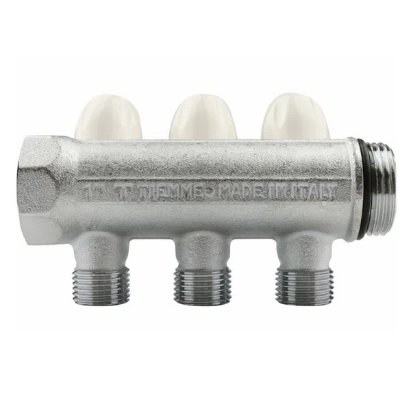 коллектор tiemme 3/4 вр(г) х 3 выхода 1/2 нр(ш) х 3/4 нр(ш) регулируемый (1860005)