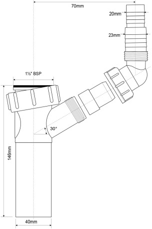 вставка с адаптером 1 1/2"-40 mcalpine tee3