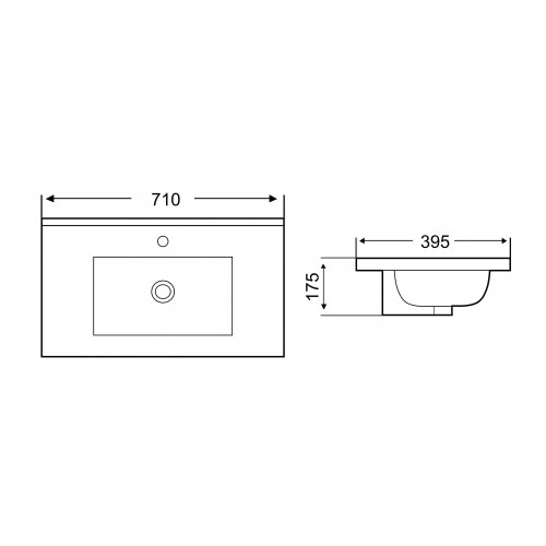 раковина встраиваемая weltwasser deilbach 7517 70х39 10000005584, белая