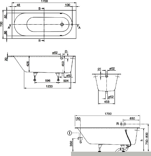 квариловая ванна villeroy & boch oberon ubq177obe2v-01 170x70 см