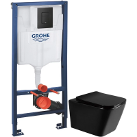 Комплект подвесной унитаз Abber Rechteck AC1200MB + система инсталляции Grohe 38811kf0