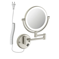 Зеркало косметическое Timo Saona 13376/13 с 5x увеличением, настенное, с подсветкой, выключателем, никель матовый