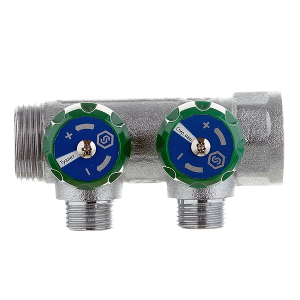 коллектор stout 1 вр(г) х 2 выхода 1/2 нр(ш) х 1 нр(ш) регулирующий (smb-6850-011202)