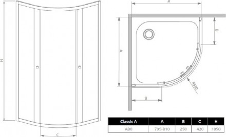 душевой уголок radaway classic a 80×80×185 прозрачное