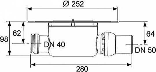 сифон tece drainpoint s dn50 3601500 для душевого трапа, горизонтальный, без декоративной решетки