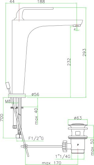 смеситель для раковины fiore koko 87cr5517