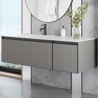 Тумба под раковину Boheme Armadi Art Quatro 2 140 790-M2-140-L-RIB-A подвесная Luna fuga профиль Антрацит