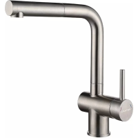 Смеситель для кухни Paulmark Dosse Do214418-BS с выдвижным изливом, нержавеющая сталь