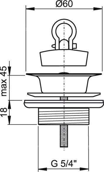 донный клапан alcaplast a439 для раковины, без перелива, с пробкой, матовый черный